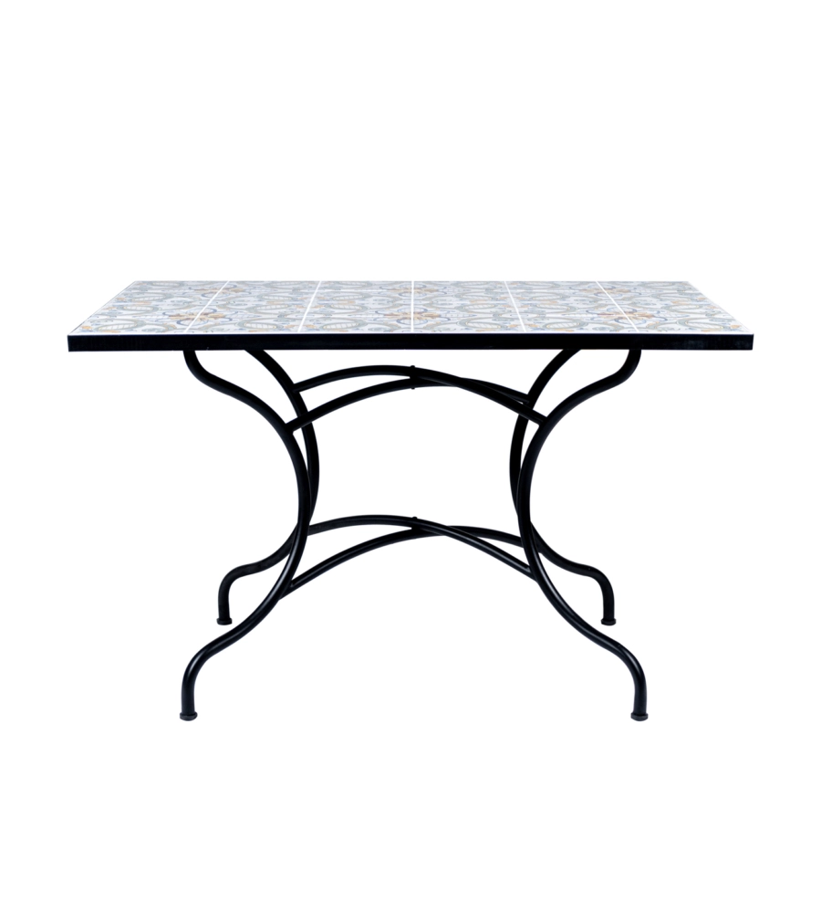 TAVOLO DA ESTERNO EUROGARDEN "MEDITERRANEA" IN FERRO CON TOP PIASTRELLE 120X80X75 CM