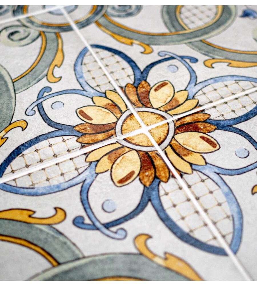 TAVOLO DA ESTERNO EUROGARDEN "MEDITERRANEA" IN FERRO CON TOP PIASTRELLE 120X80X75 CM