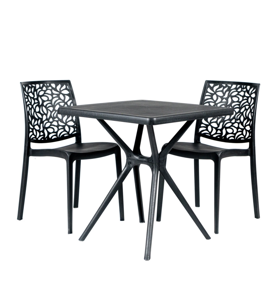 TAVOLO DA ESTERNO "HUGO" IN POLIPROPILENE ANTRACITE 70X70X72 CM