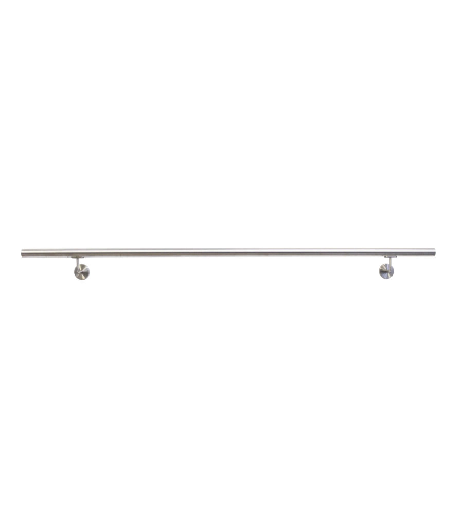 CORRIMANO TONDO IN ACCIAIO INOX AISI 304 SATINATO DA 2 METRI - KIT COMPLETO CON ANCORAGGIO
