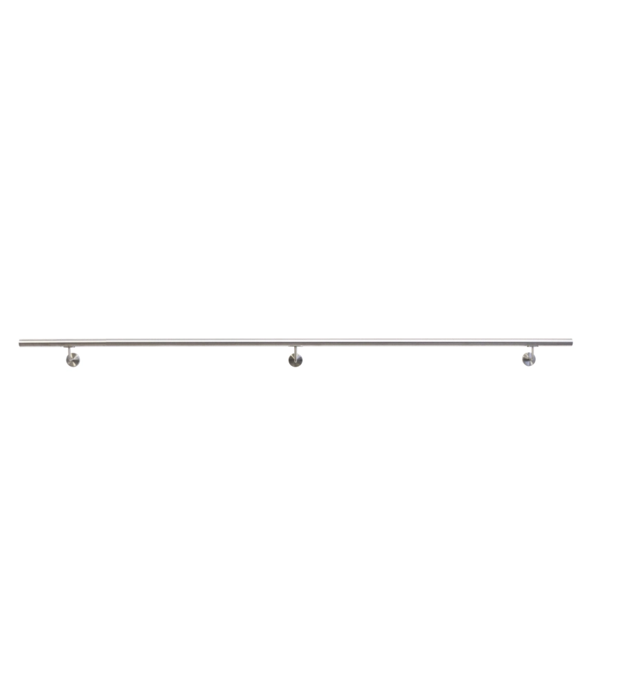CORRIMANO TONDO IN ACCIAIO INOX AISI 304 SATINATO DA 3 METRI - KIT COMPLETO CON ANCORAGGIO