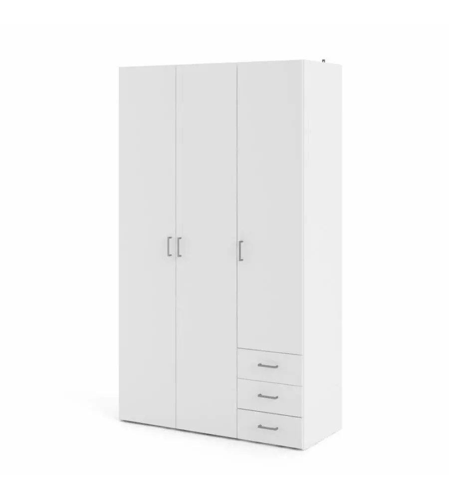 ARMADIO "SPACE" CON 3 ANTE E 3 CASSETTI BIANCO, 115,8X49,5X200,4 CM