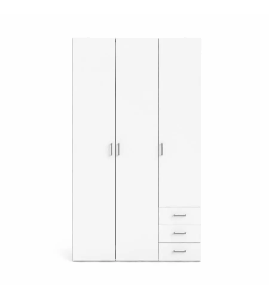 ARMADIO "SPACE" CON 3 ANTE E 3 CASSETTI BIANCO, 115,8X49,5X200,4 CM
