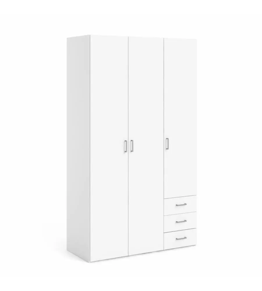 ARMADIO "SPACE" CON 3 ANTE E 3 CASSETTI BIANCO, 115,8X49,5X200,4 CM