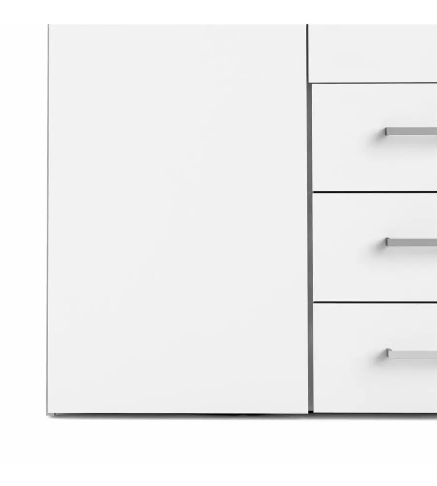 ARMADIO "SPACE" CON 4 ANTE E 3 CASSETTI BIANCO, 154X49,5X200,4 CM