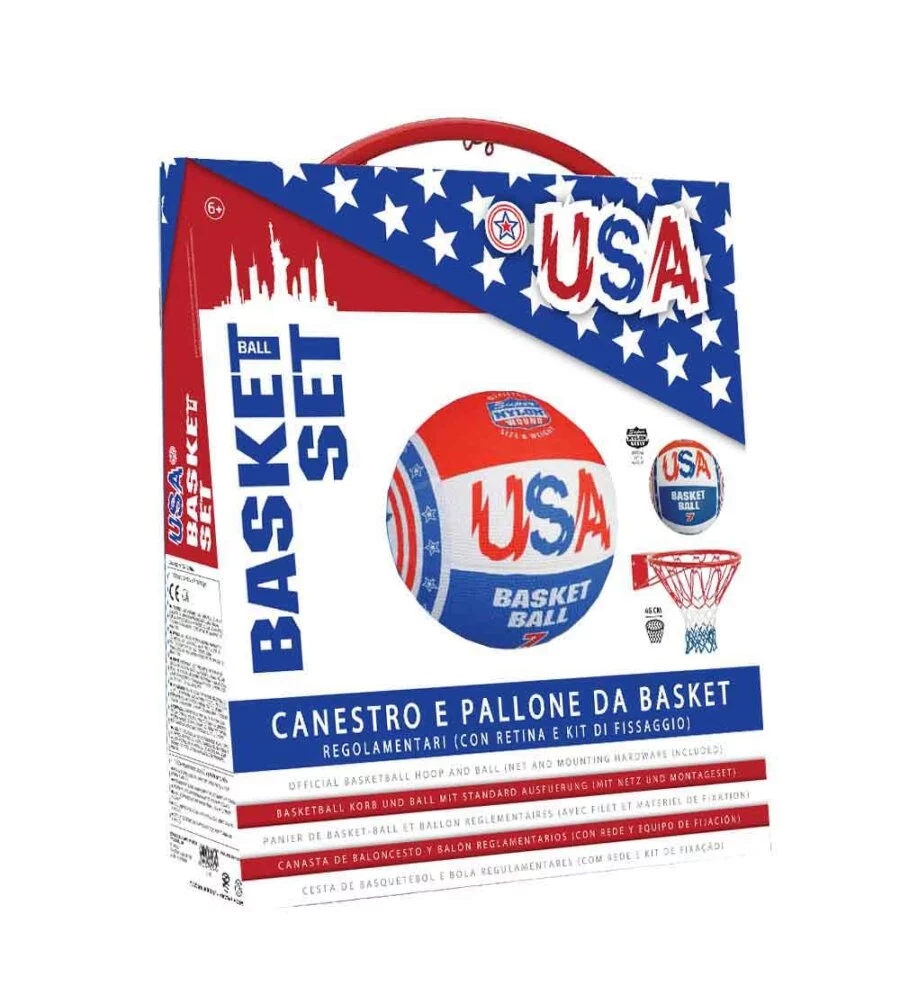SET CANESTRO E PALLONE PER BAMBINI IN SCATOLA MODELLO USA