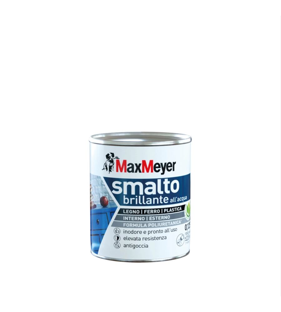 SMALTO ALL'ACQUA ACRIL-POLIURETANICO MAX MEYER "BRILLANTE" COLORE YUTA, 125 ML