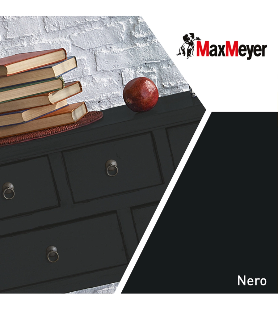 SMALTO ALL'ACQUA ACRIL-POLIURETANICO MAX MEYER "BRILLANTE" COLORE NERO, 2 LITRI