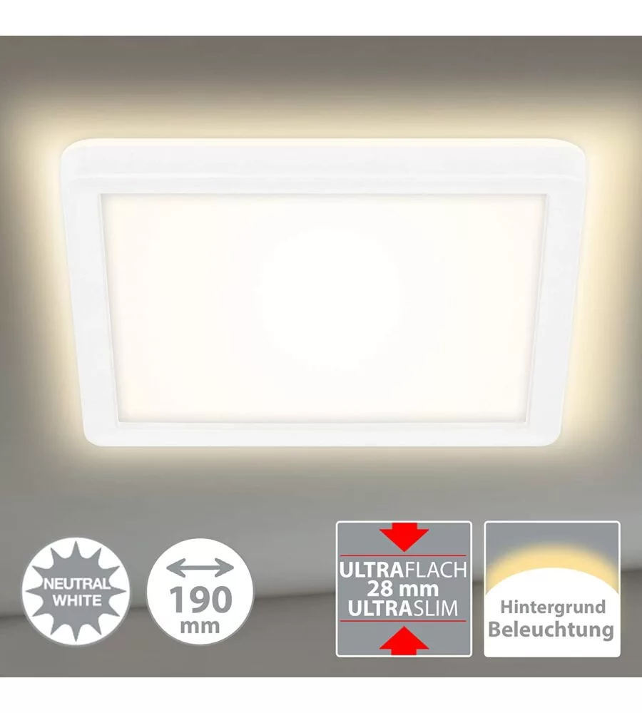 PLAFONIERA LED CON RETROILLUMINAZIONE 19X19 CM, 1400 LM
