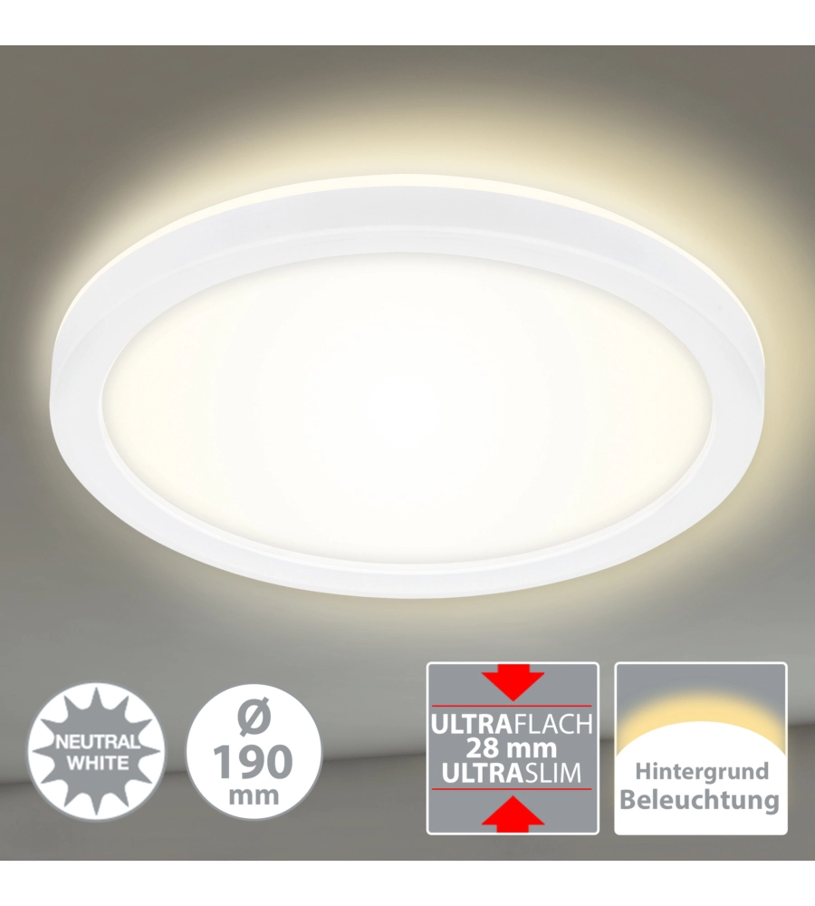PLAFONIERA LED CON RETROILLUMINAZIONE Ø19 CM, 1400 LM