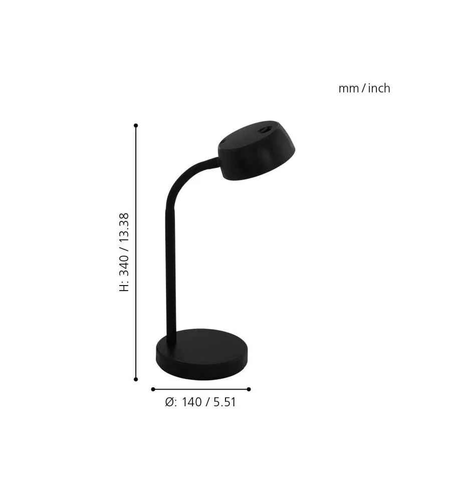 LAMPADA DA TAVOLO LED EGLO "CABALES" NERO 3000K