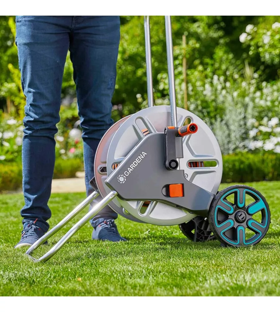 CARRELLO AVVOLGITUBO MANUALE GARDENA "CLEVERROLL M" IN METALLO 43/74X38/48X67/90 CM