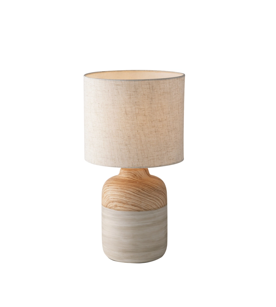 LAMPADA "WOODY" IN CERAMICA E TESSUTO EFFETTO LEGNO, H 41 CM