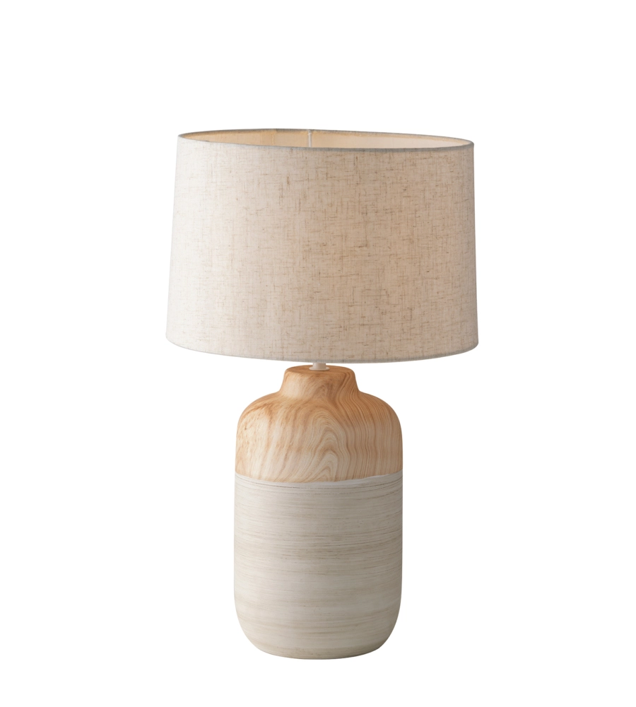LAMPADA "WOODY" IN CERAMICA E TESSUTO EFFETTO LEGNO, H 49 CM