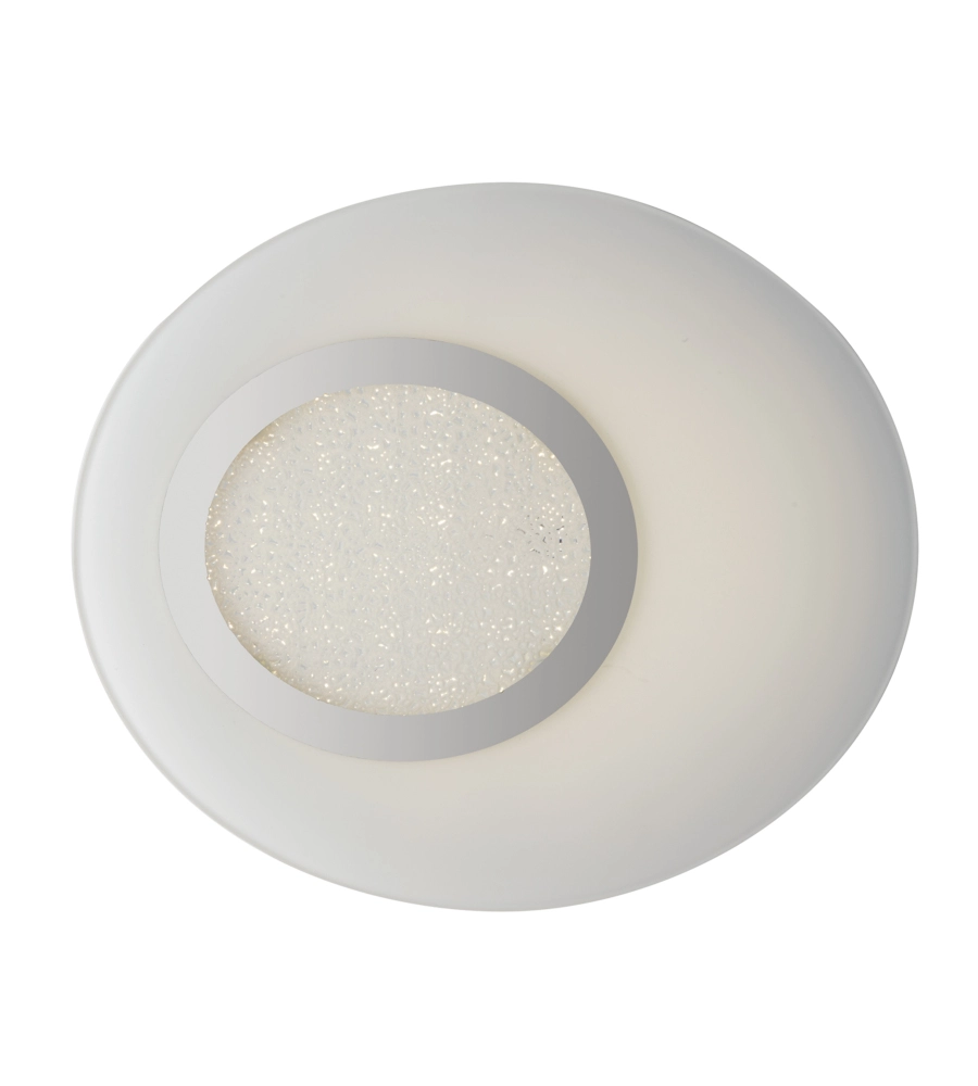 PLAFONIERA LED "GIOIA" IN VETRO E METALLO CROMATO, 33X28,5X6,5 CM