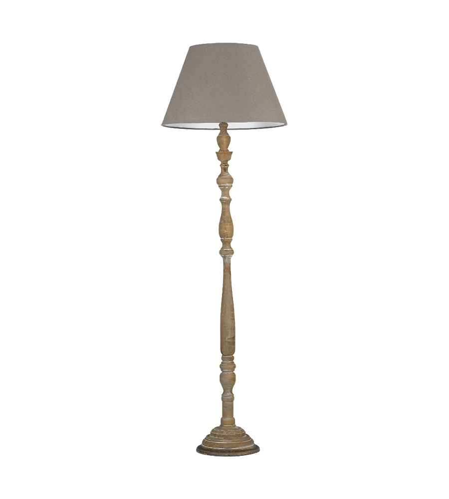 PIANTANA "BOUTIQUE" IN LEGNO E TESSUTO GRIGIO 155X45 CM, MAX 60W