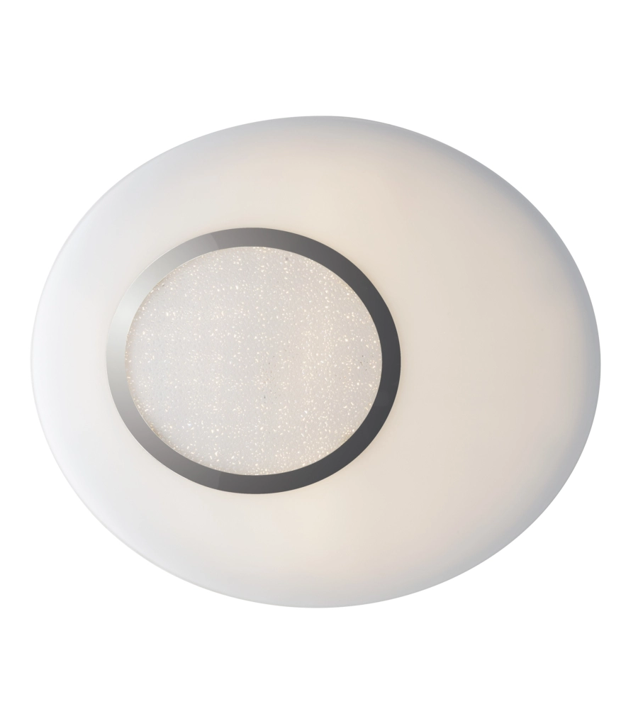 PLAFONIERA LED "GIOIA" IN VETRO E METALLO CROMATO, 45X39,2X6 CM