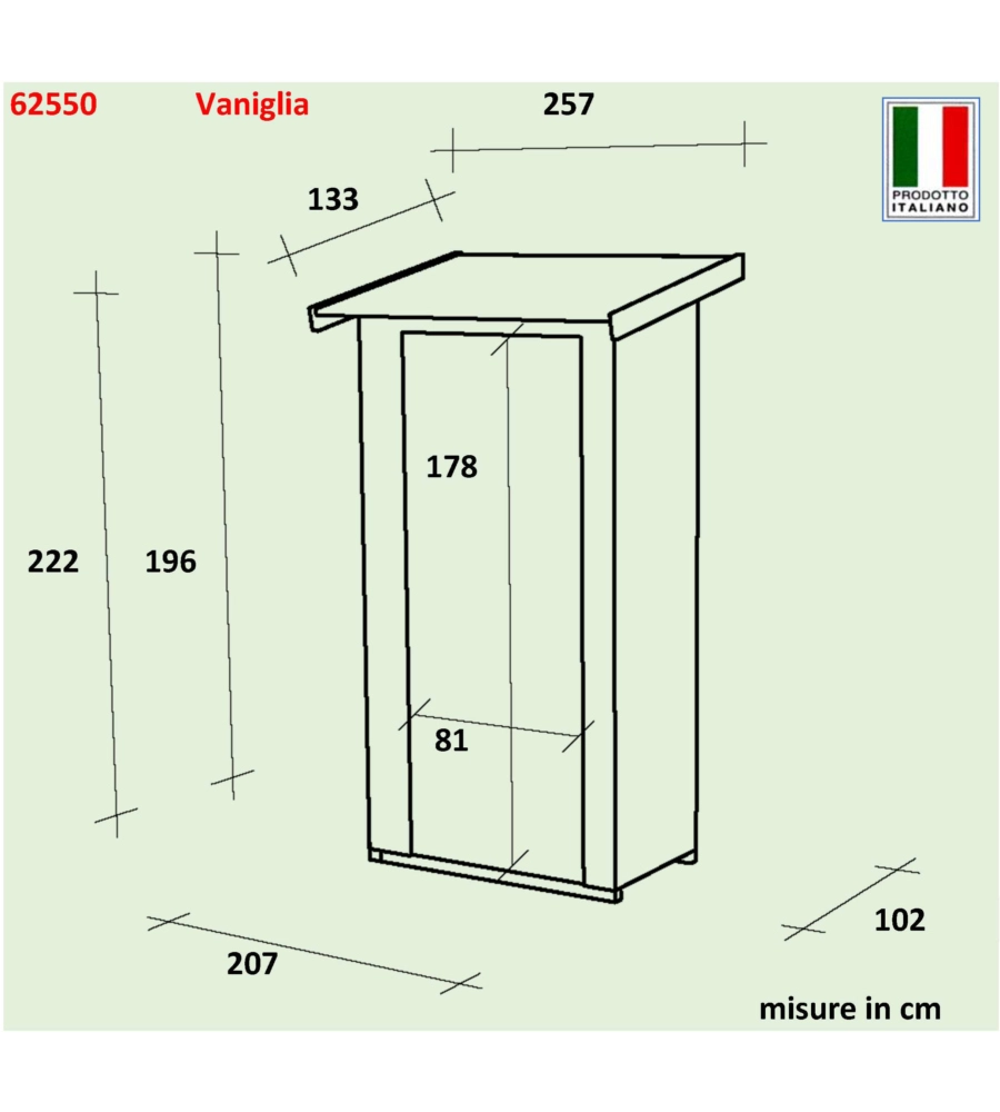 CASETTA IN LEGNO ADDOSSATA DA GIARDINO ALCE "VANIGLIA" IN ABETE 207X102X222 CM