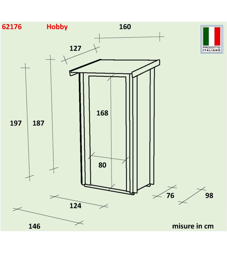 CASETTA IN LEGNO DA GIARDINO ALCE "HOBBY" IN ABETE 146X98X197 CM