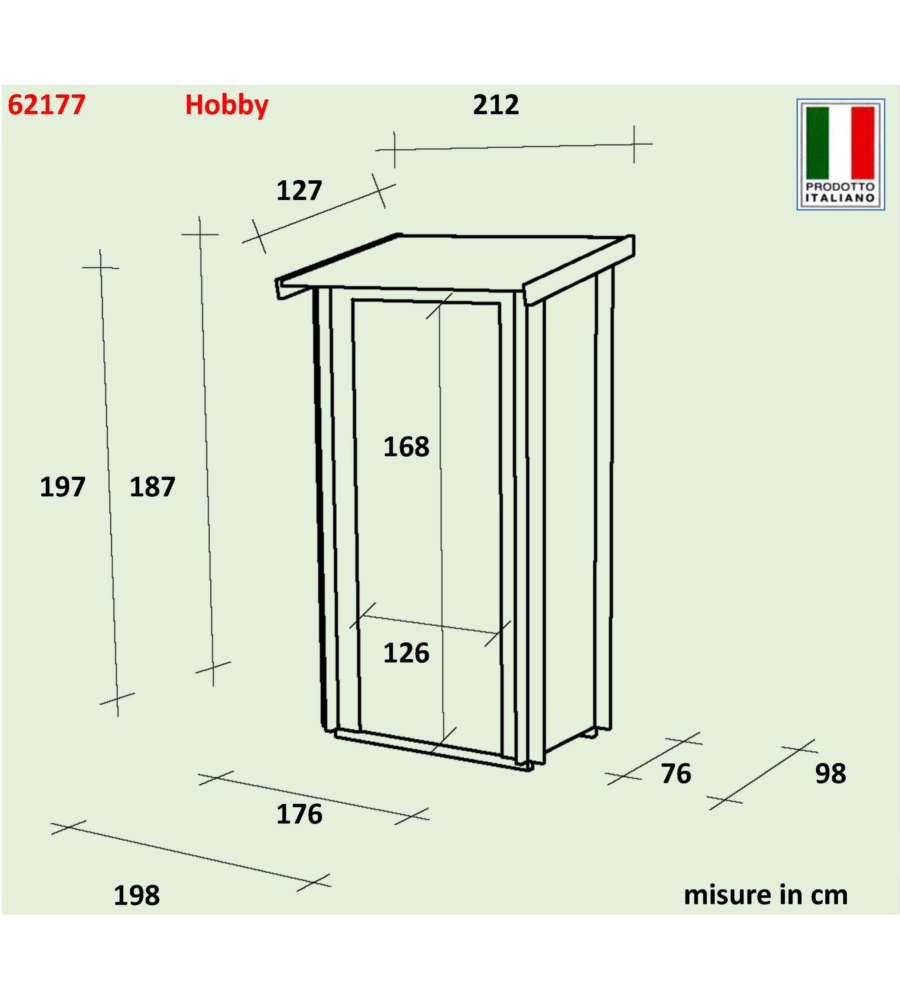 CASETTA IN LEGNO DA GIARDINO ALCE "HOBBY" IN ABETE 198X98X197 CM