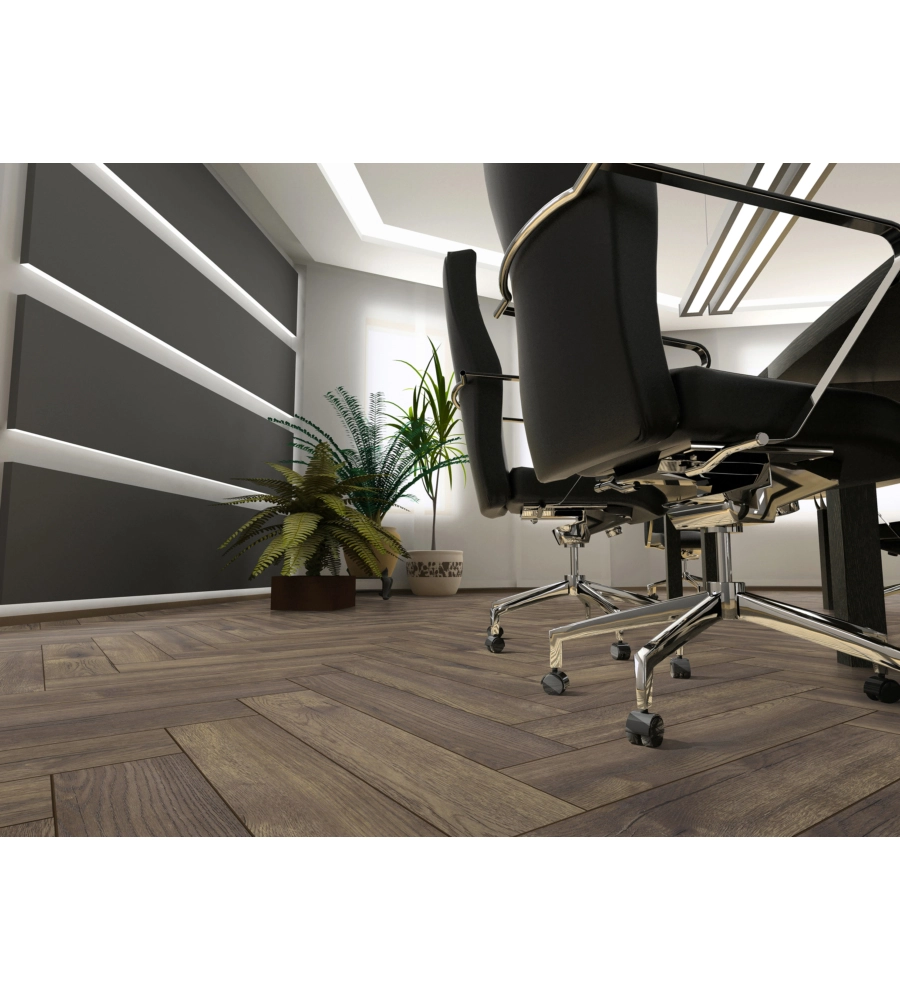 PAVIMENTO LAMINATO ROVERE SCURO 8MM AC4 1,238 M² LINEA HERRINGBONE
