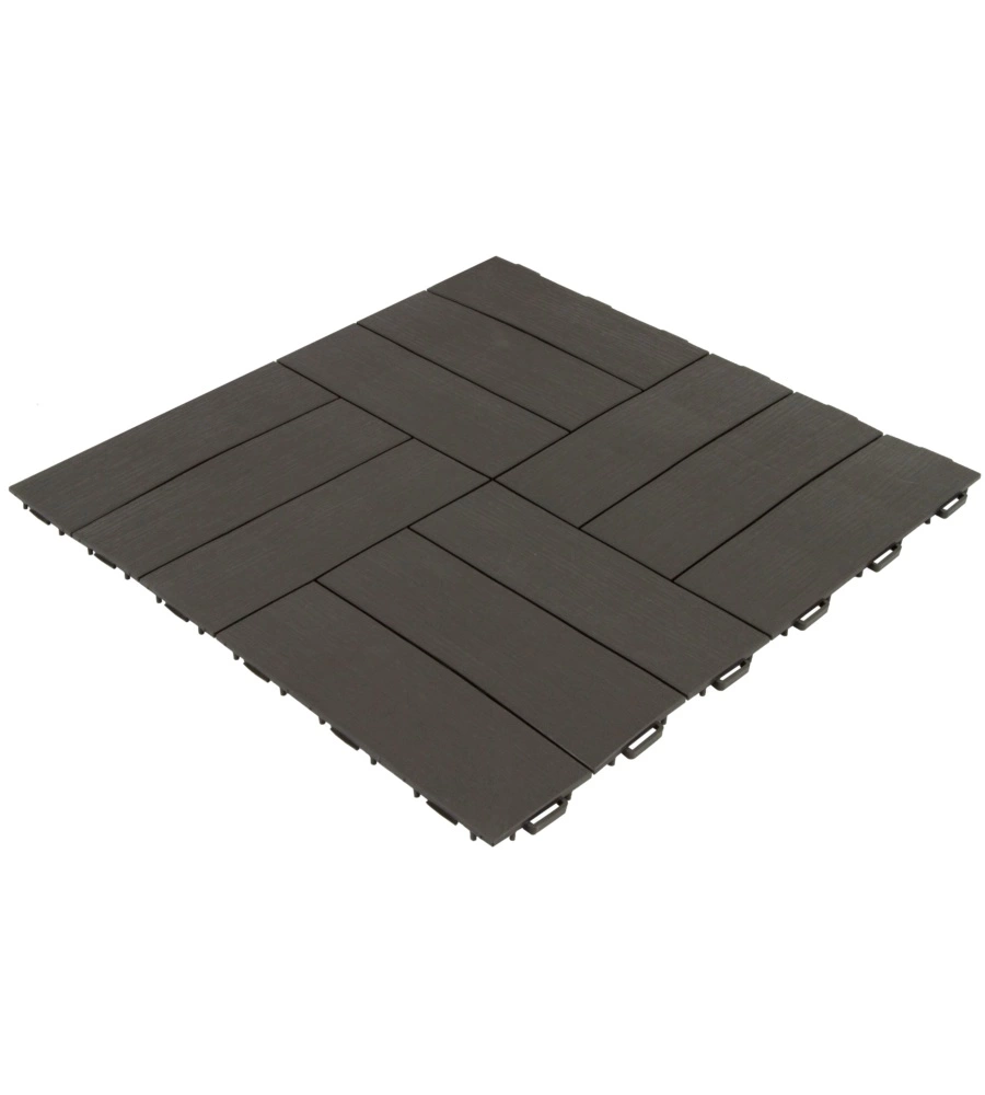 PIASTRELLA DA ESTERNO AUTOAGGANCIANTE IN POLIPROPILENE SIMIL-LEGNO MARRONE 563X563X13 MM