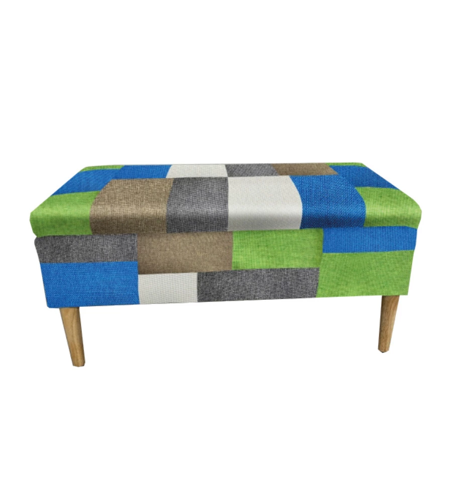 PANCA CONTENITORE BELLAHOME "PATCH" IN TESSUTO MULTICOLORE, 40X40X80 CM