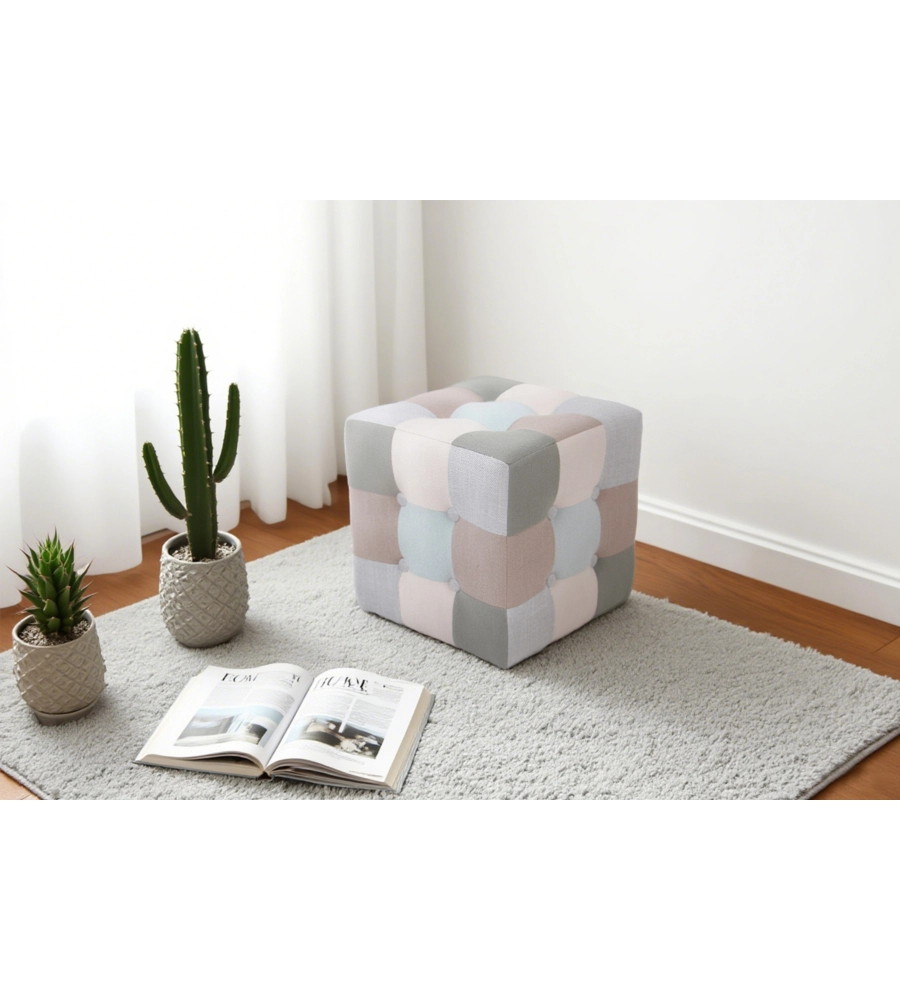 POUF BELLAHOME "PATCH" IN TESSUTO MULTICOLORE 35X35X35 CM