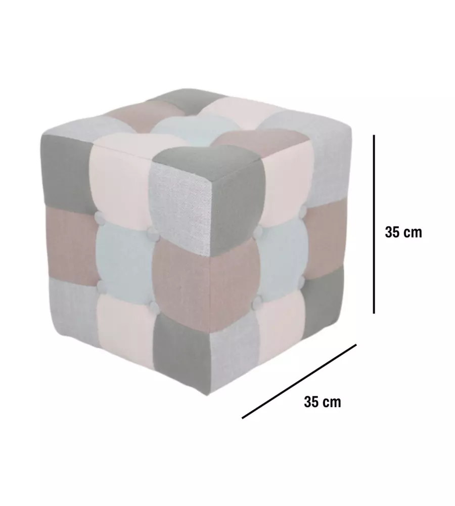 POUF BELLAHOME "PATCH" IN TESSUTO MULTICOLORE 35X35X35 CM