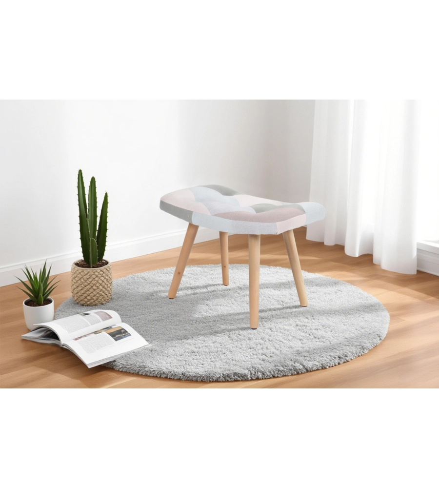 SGABELLO BELLAHOME "PATCH" IN TESSUTO MULTICOLORE 56X41X37 CM