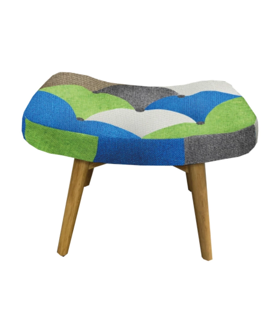 SGABELLO BELLAHOME "PATCH" IN TESSUTO MULTICOLORE, 56X41X37 CM