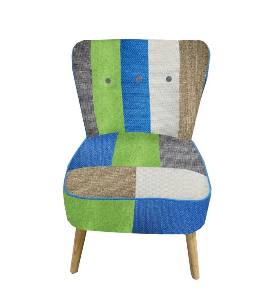 POLTRONA BELLAHOME "PATCH" IN TESSUTO MULTICOLORE, 58X68X81 CM