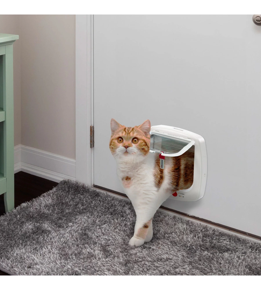 PORTINA PER GATTI FERPLAST "MICROCHIP" CON CHIUSURA 4 VIE E PROTEZIONE ARIA IN PLASTICA BIANCO 22,5X16,2X25,2 CM