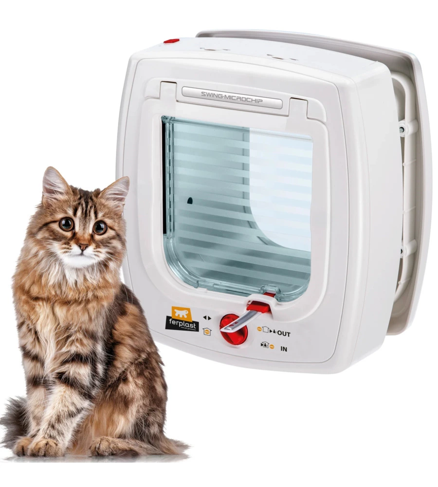 PORTINA PER GATTI FERPLAST "MICROCHIP" CON CHIUSURA 4 VIE E PROTEZIONE ARIA IN PLASTICA BIANCO 22,5X16,2X25,2 CM