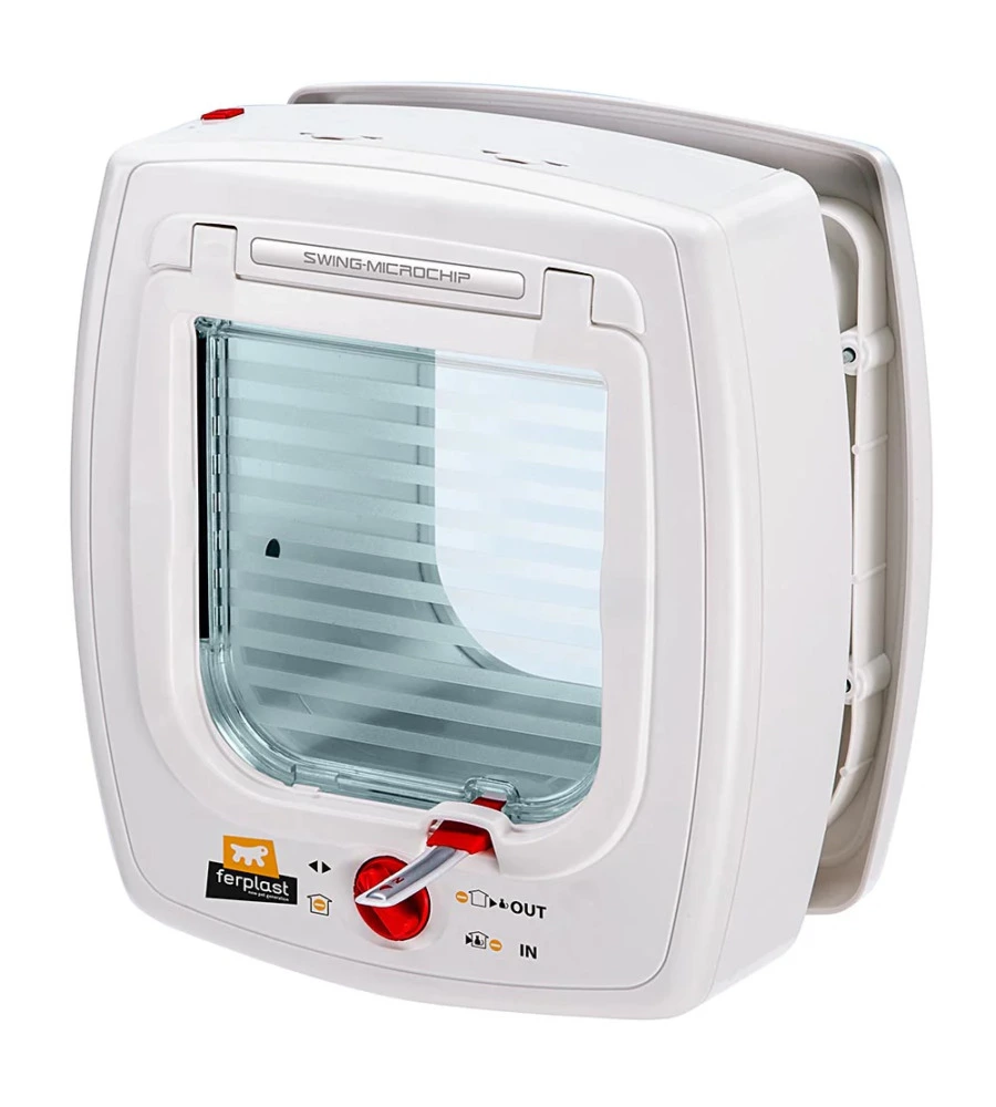 PORTINA PER GATTI FERPLAST "MICROCHIP" CON CHIUSURA 4 VIE E PROTEZIONE ARIA IN PLASTICA BIANCO 22,5X16,2X25,2 CM