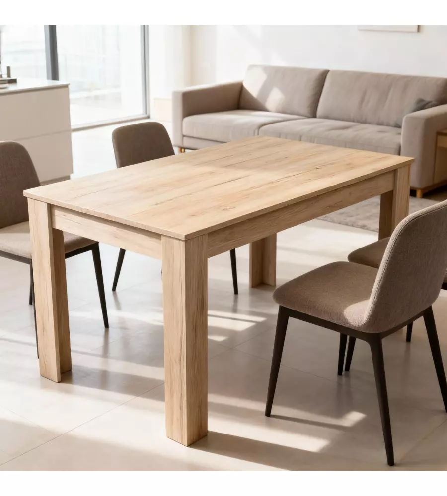 TAVOLO DA PRANZO BELLAHOME "GRANADA" EFFETTO QUERCIA 135X80X74 CM