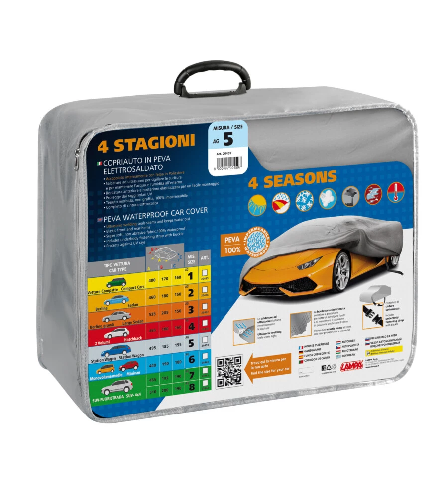 TELO COPRIAUTO IN PEVA ELETTROSALDATO 4 STAGIONI - AG-5 - CM 155X185X495  20459