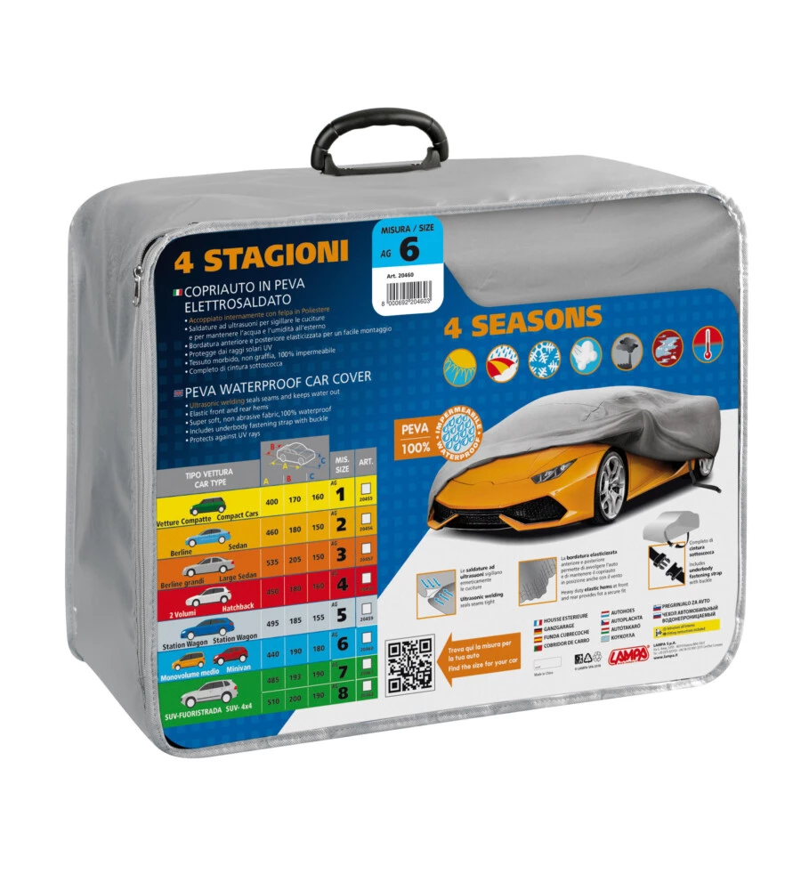 TELO COPRIAUTO IN PEVA ELETTROSALDATO 4 STAGIONI - AG-6 - CM 180X190X440  20460