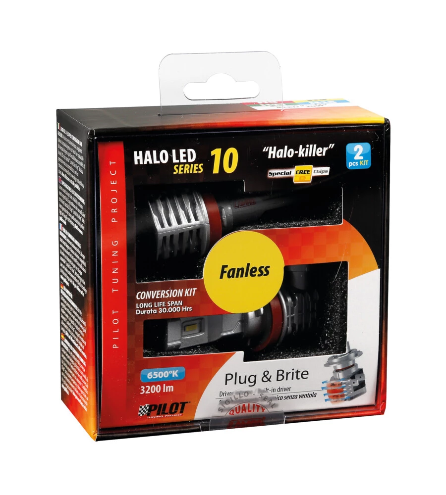 LAMPADE LED PER AUTO 9-32V HALO LED SERIE 10 HALO KILLER - (H8-H9-H11-H16) - 20W - PGJ19-X - 2 PZ  - SCATOLA  57732