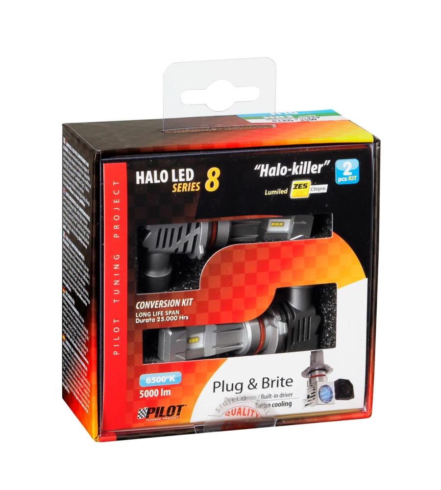 LAMPADE LED PER AUTO 9-32V HALO LED SERIE 8 HALO KILLER - (H10-HB3 9005) - 25W - P20D - 2 PZ  - SCATOLA  57773