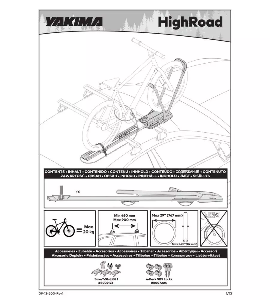 PORTA BICICLETTA DA TETTO "HIGHROAD"  CON FISSAGGIO RUOTA ANTERIORE COLORE NERO Y8002124