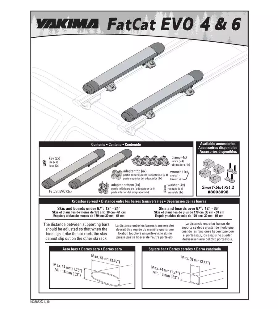 PORTASCI PER BARRE DA TETTO FATCAT 4 EVO BLACK  Y8003075