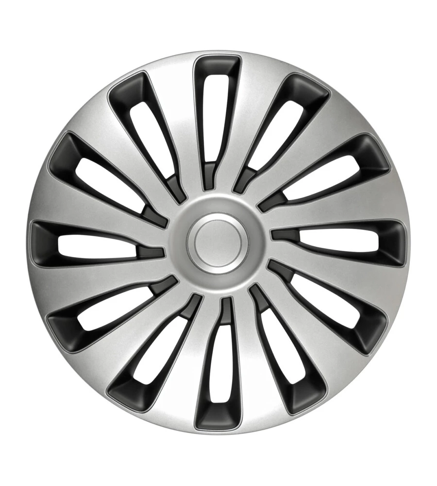 COPRICERCHI PER AUTO "SEPANG" SILVER & BLACK - Ø 13" PILOT  31655