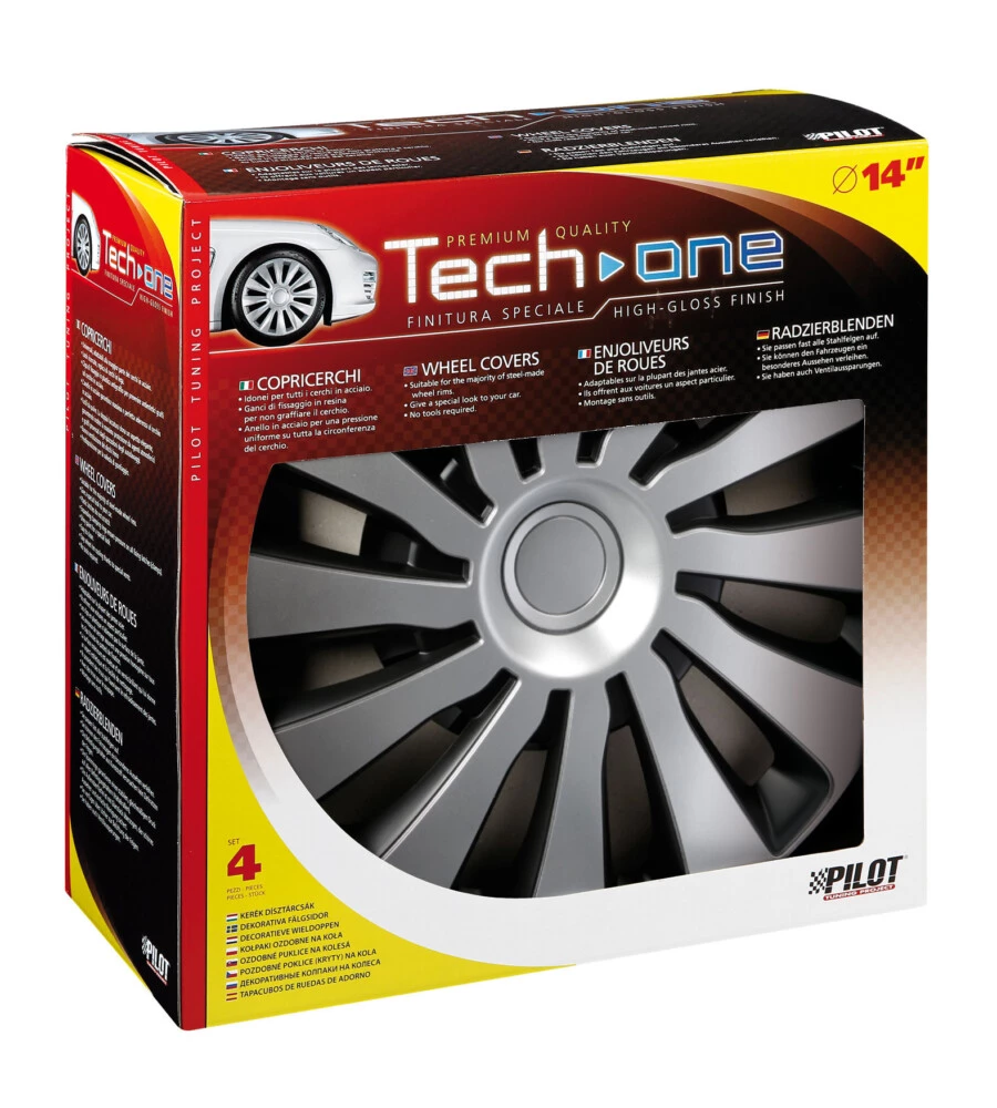 COPRICERCHI PER AUTO "SEPANG" SILVER & BLACK - Ø 14" PILOT  31656