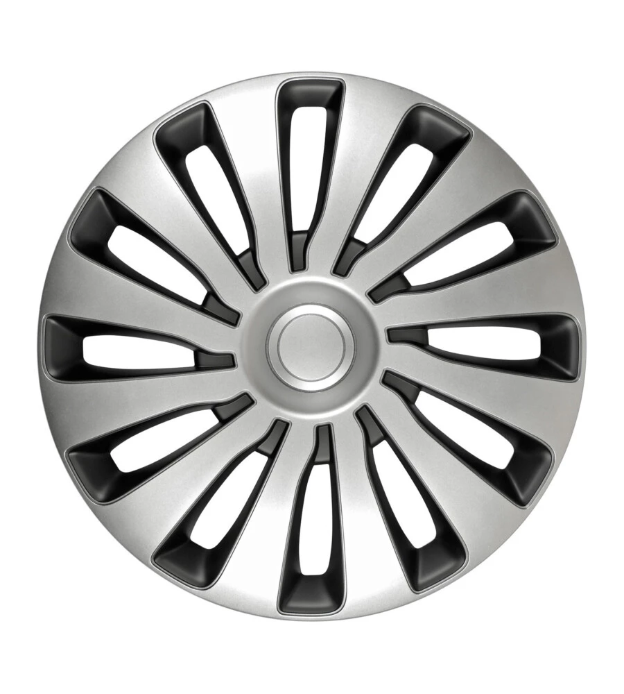 COPRICERCHI PER AUTO "SEPANG" SILVER & BLACK - Ø 16" PILOT  31658