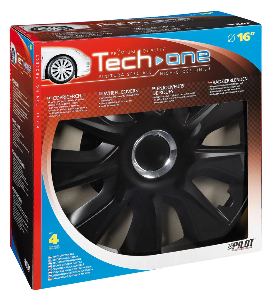 COPRICERCHI PER AUTO "STRATOS RC BLACK" - Ø 16" PILOT  31608