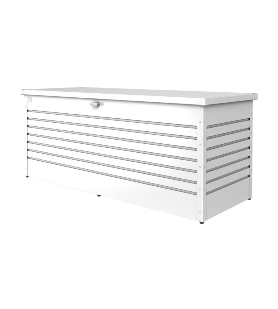 BAULE DA ESTERNO IMPERMEABILE BIOHORT "FREIZEITBOX 200" IN ACCIAIO ZINCATO BIANCO 1050 LT 201X79X83 CM