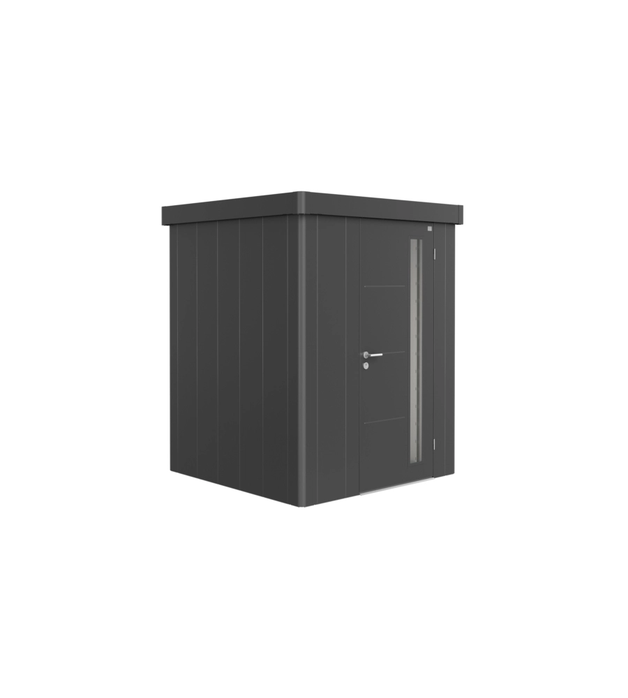 CASETTA DA GIARDINO BIOHORT "NEO 1A" IN ACCIAIO ZINCATO COLORE GRIGIO SCURO METALLIZZATO CON PORTA BATTENTE SEMPLICE 180X180X222 CM - COD. 85003