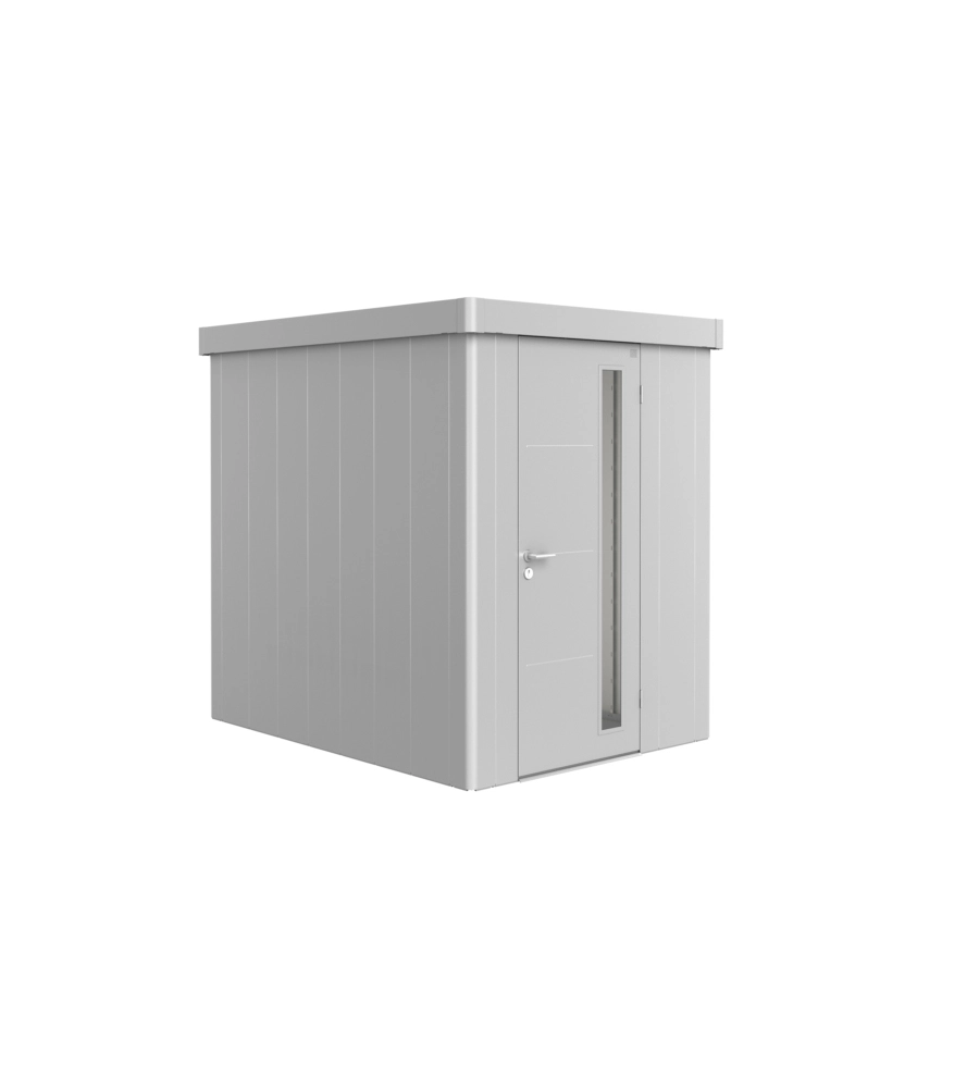 CASETTA DA GIARDINO BIOHORT "NEO 2A" IN ACCIAIO ZINCATO COLORE ARGENTO METALLIZZATO CON PORTA BATTENTE SEMPLICE 180X236X222 CM - COD. 81006