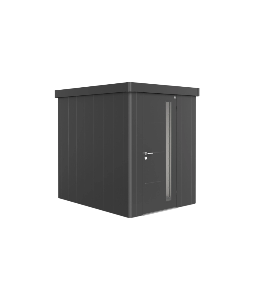 CASETTA DA GIARDINO BIOHORT "NEO 2A" IN ACCIAIO ZINCATO COLORE GRIGIO SCURO METALLIZZATO CON PORTA BATTENTE SEMPLICE 180X236X222 CM - COD. 85006
